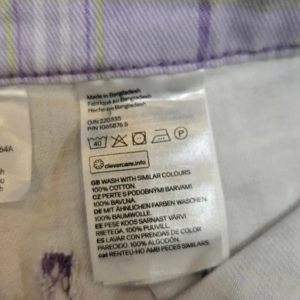 H&M Divided Purple Plaid Cargo Cotton Pants, Size 2
